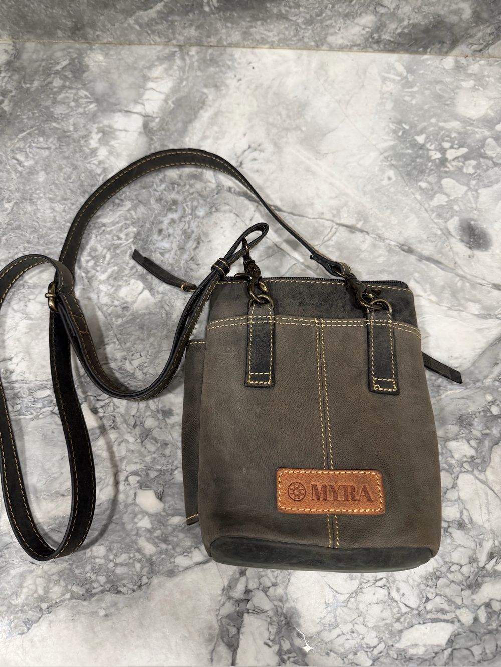 Myra Genuine Leather Crossbody Phone Bag Rustic Boho Western Purse